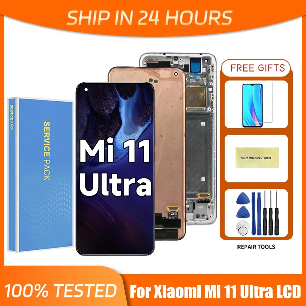 For Xiaomi Mi 11 Ultra 6.81\'\'For Mi11 Ultra M2102K1G M2102K1C LCD Display Touch Screen Digitizer Assembly Replacement