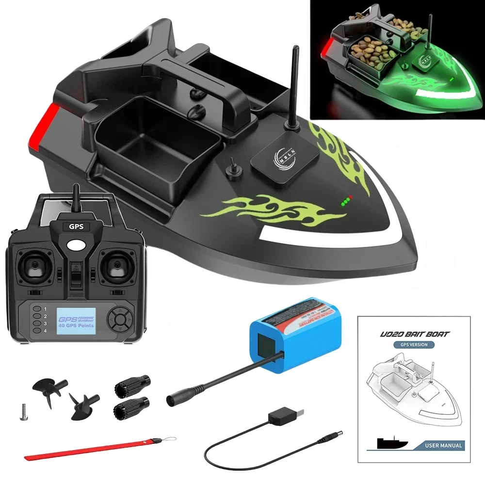 MBLN Brand,24000mAh,40GPS ,RC Fishing Bait Boat,2KG Loading ,500M ,Night Light ,Cruise/Return/Route Correction