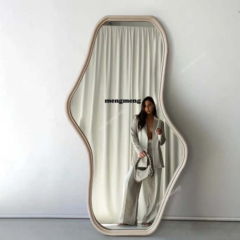 Twisted Wonderland Standing Mirror Bedroom Wavy Girls Aesthetic Irregular Mirror Asymmetrical Garden Espelhos Home Decorations