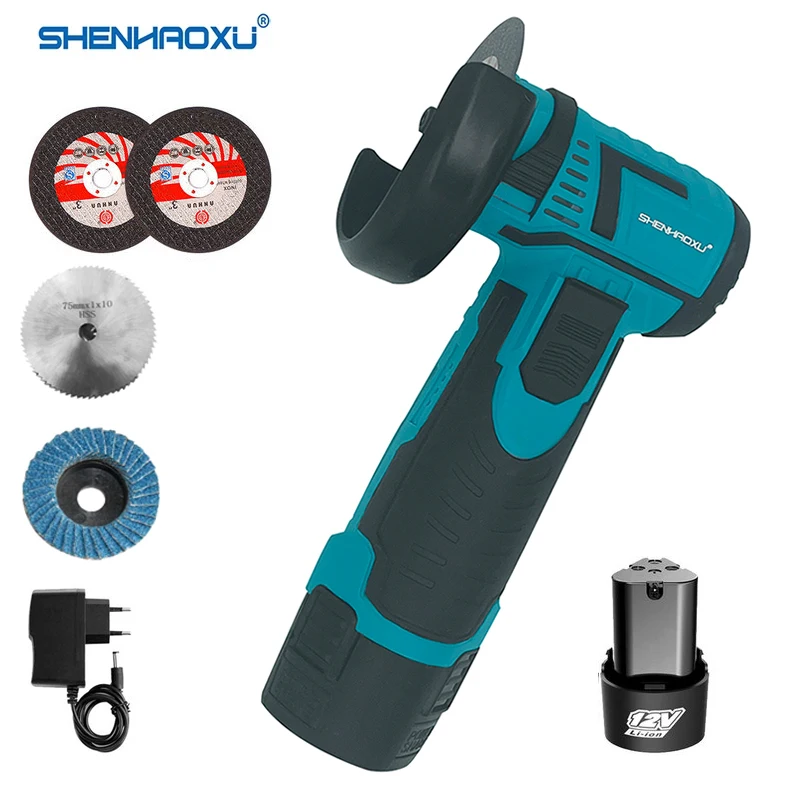 SHENHAOXU 12V Mini Angle Grinder Brushless Motor Cordless Polishing Grinding Machine Diamond Cutting Electric DIY Power Tools