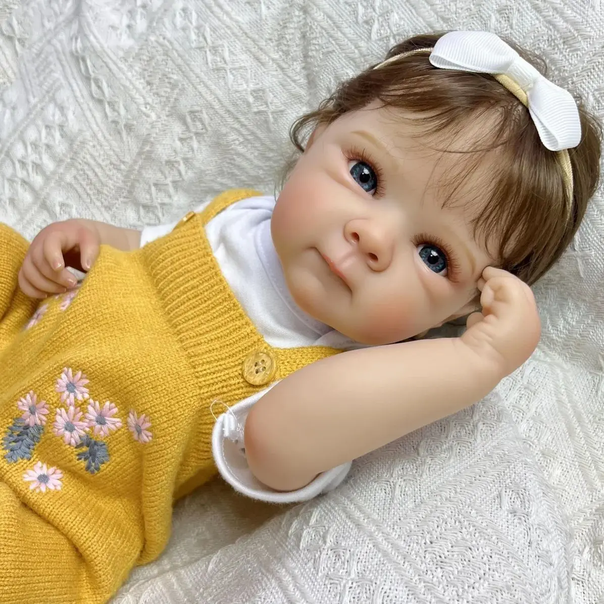 19 Inch 48 CM Full Vinyl Body Reborn Baby Girl Doll Toy with Rabbit Clothing Lifelike Handmade Fashion Birthday Gift