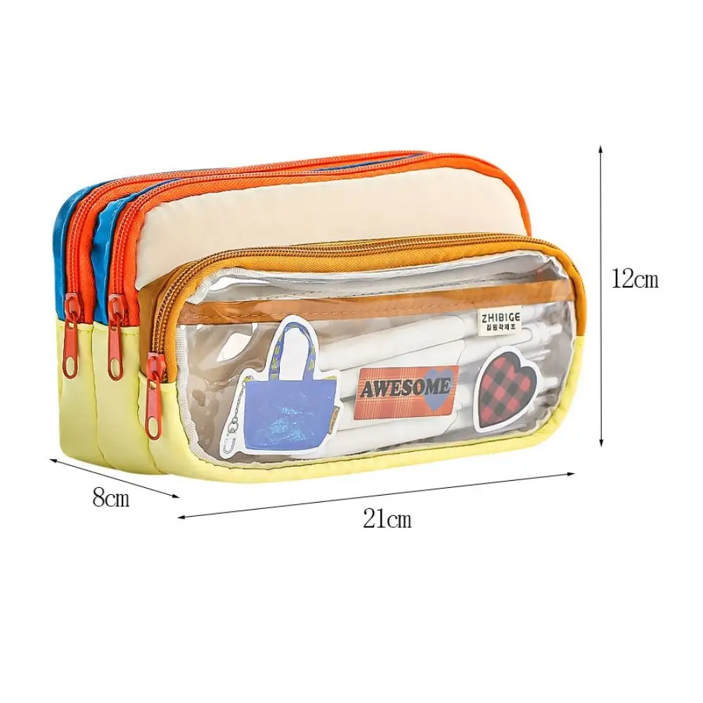 Multifunctional Multi Layer Pencil Pouch Large Capacity Dust Prevention Pencil Storage Bag Assorted Colors Canvas Stationery Bag