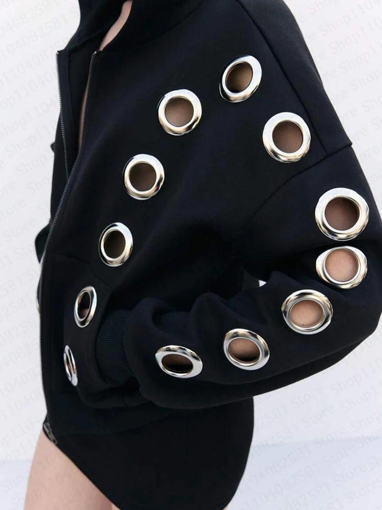 Y2K Herbst und Winter neue Herren- und Damen-Nische ausgehöhlte Kapuzenjacke Reißverschluss-Hoodie Hip-Hop-Streetwear Emo im amerikanischen Stil