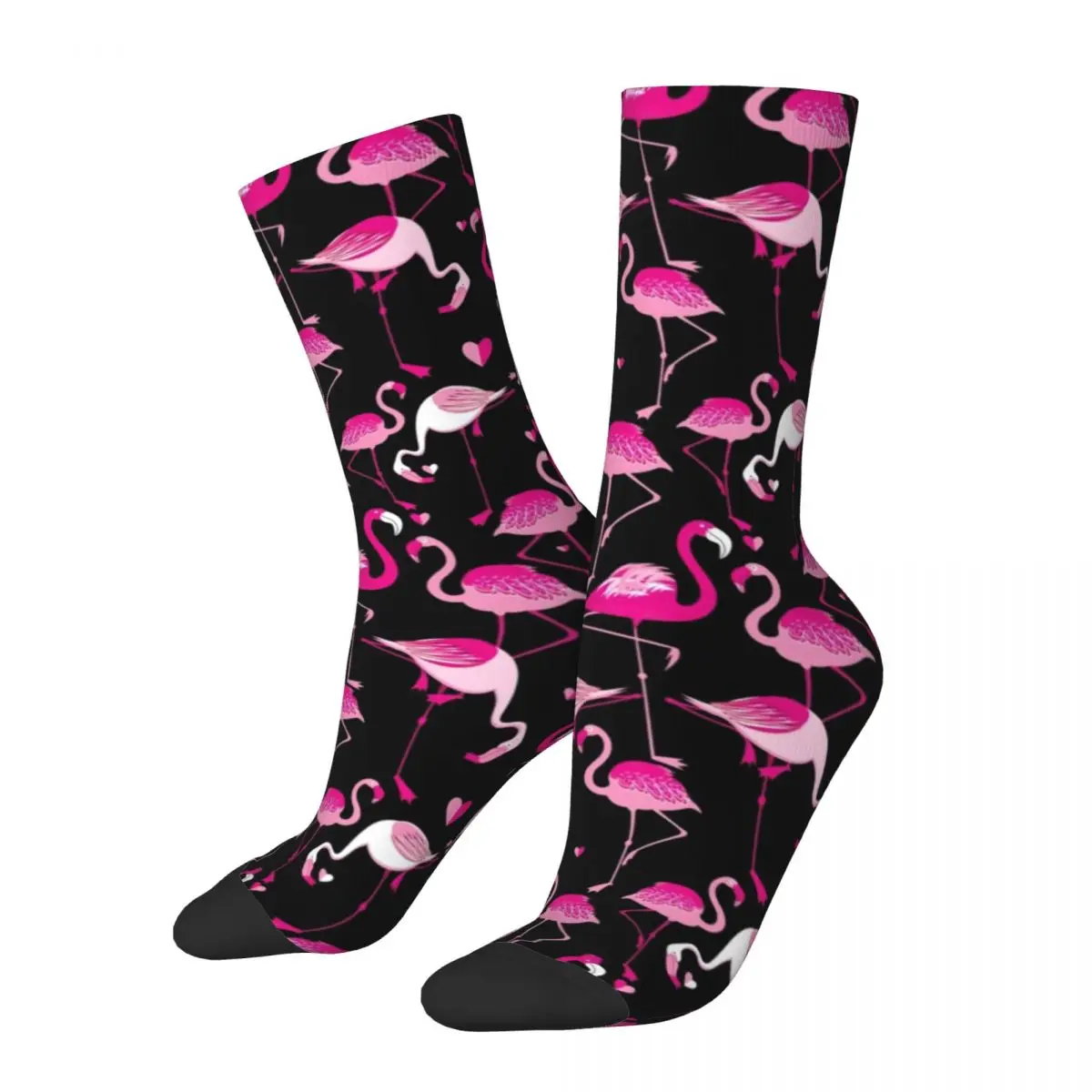 Calcetines de Flamenco de dibujos animados para hombre y mujer, medias informales con estampado de corazón, antideslizantes, transpirables, para exteriores, otoño