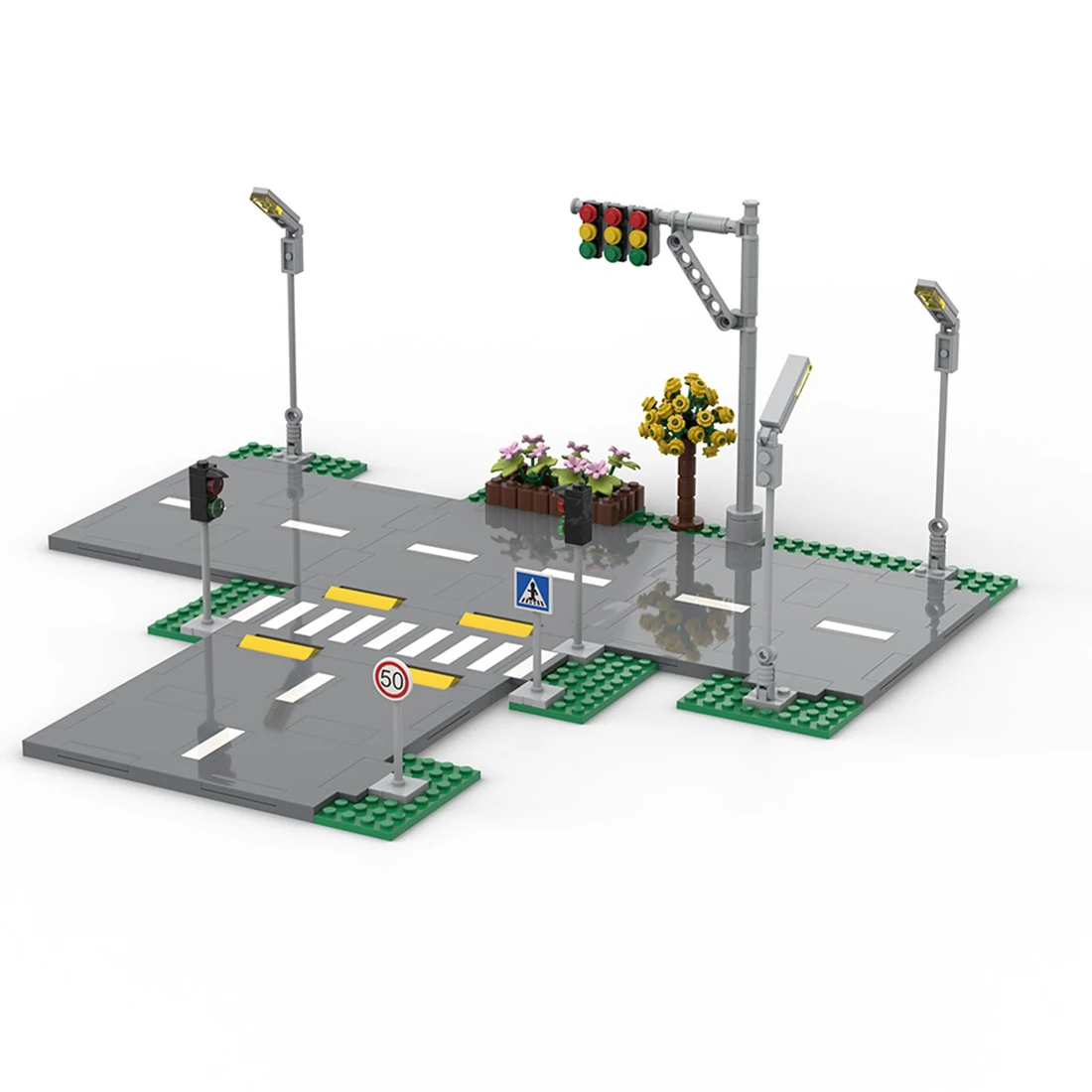 

MOC 60304 Architectural Scene City Street View Pedestrian Bridge Road Plate Lane Traffic Model Building Blocks DIY Toys Bricks