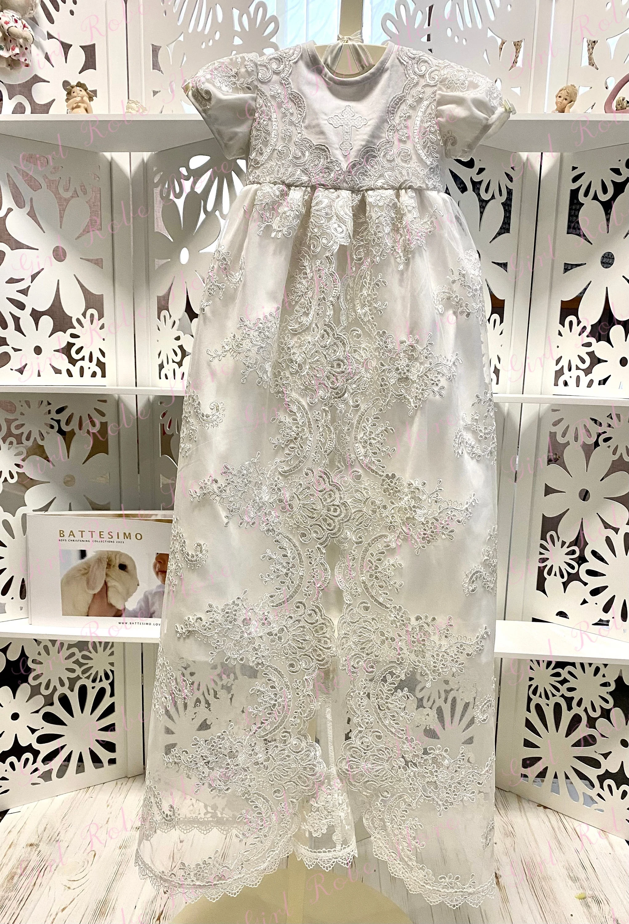 Luxurious Flower Girl Dress Quality Appliques Short Sleeves Elegant Infant Baptism Birthday Banquet Communion Gown Customized