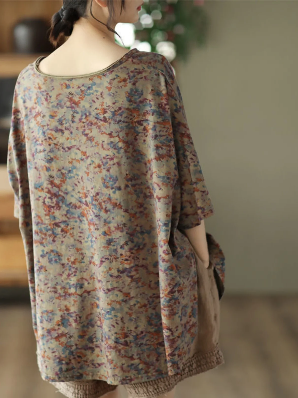 Été Vintage imprimé v-ne ort Sve T-shirt décontracté orts deux pièces ensemble Ele confortable trajet Sle coupe ample