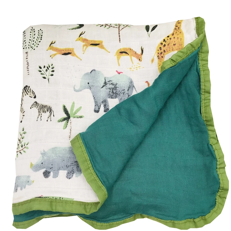 

Four layers Bamboo Cotton 120*120cm Baby Muslin Blanket Breathable Swaddling Receiving Blanket for Newborn Infant, Perfect