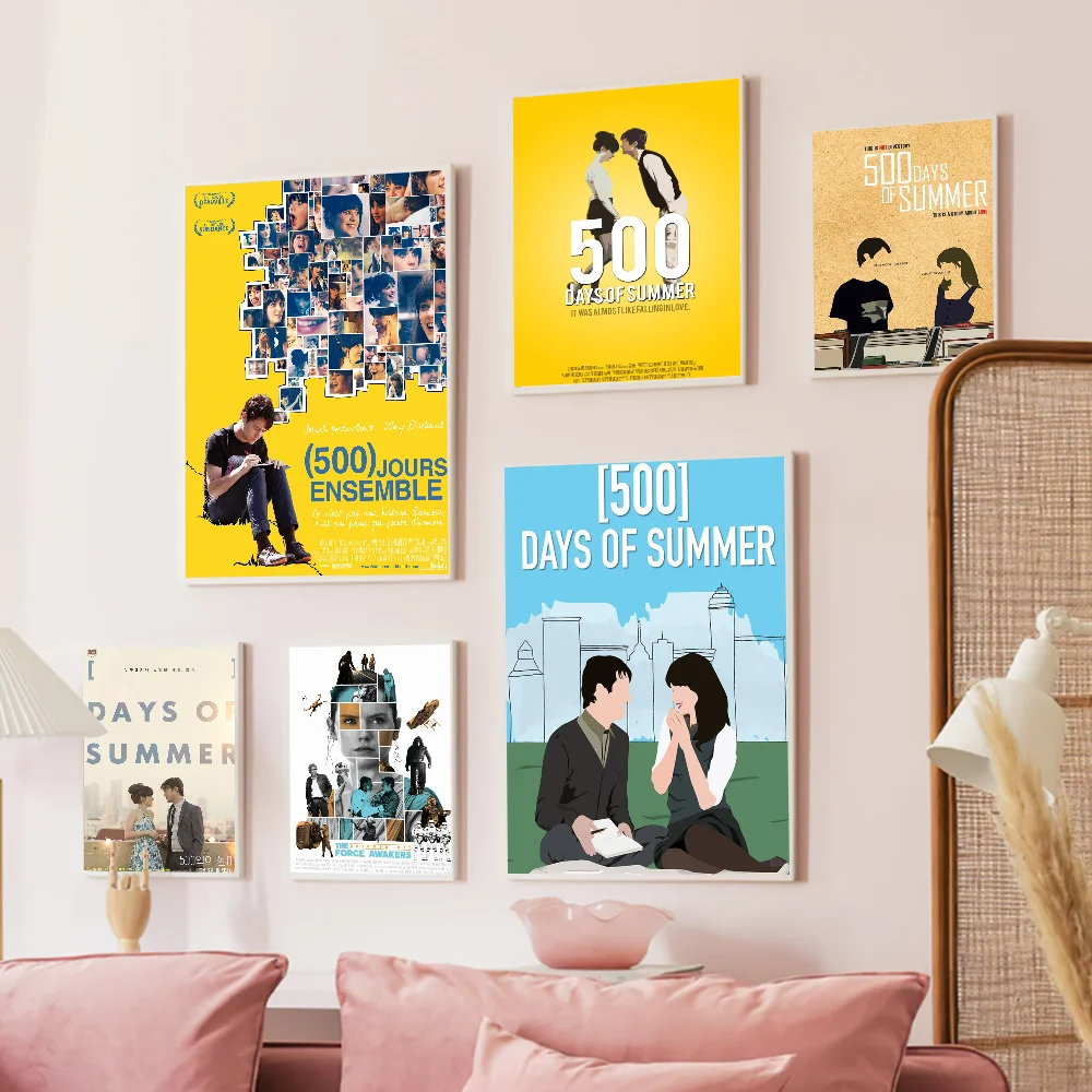 

Romantic Inspired Movie 500 Days Of Summer Vintage Posters Sticky Retro Kraft Paper Sticker DIY Room Bar Cafe Kawaii Room Decor