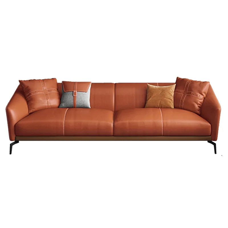 

First layer cowhide simple leather office reception sofa