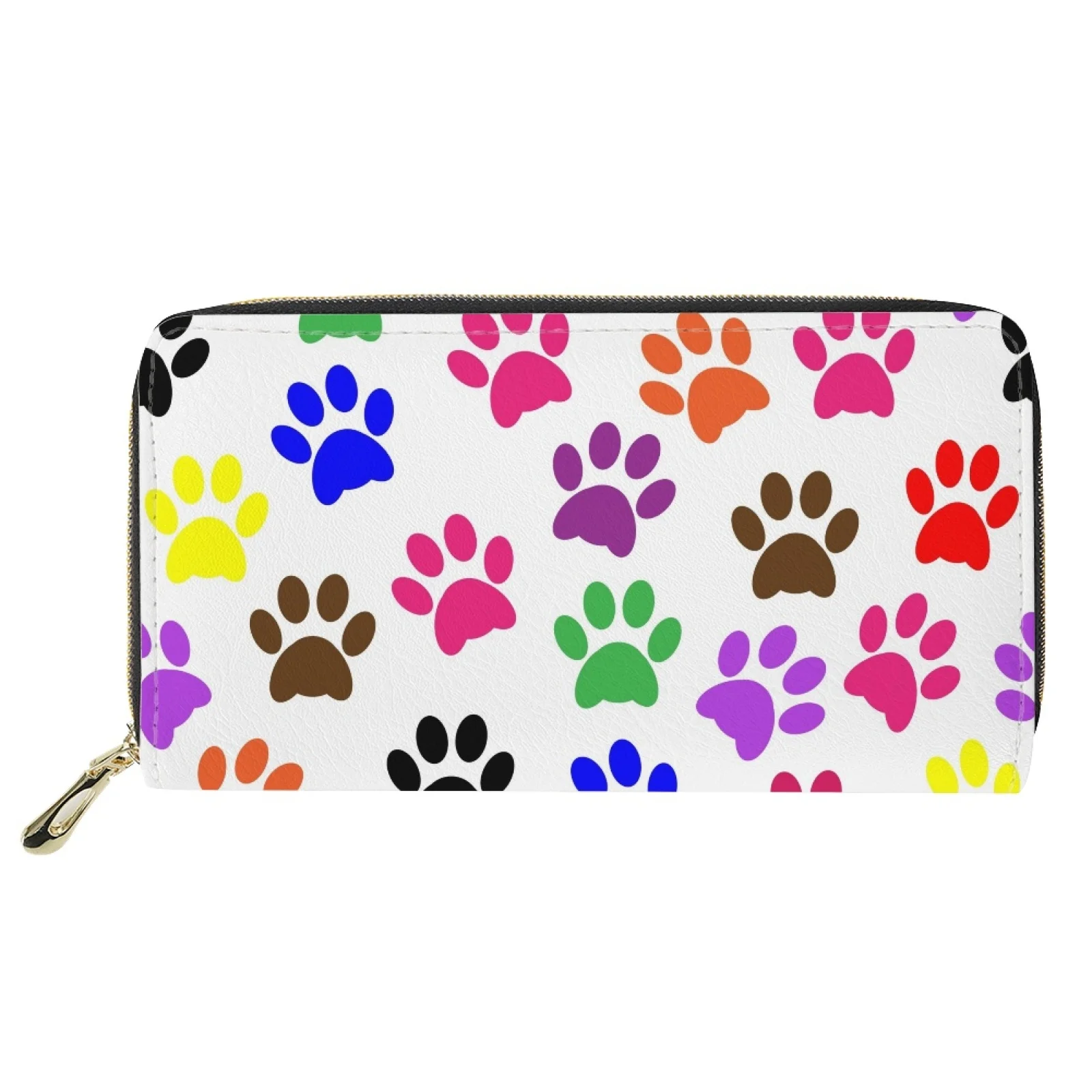 Color Dog Paw Print Women Wallets PU Leather Zipper Long Wallet Large Capacity Coin Purse Money Bag Ladies Credit Card Clutch