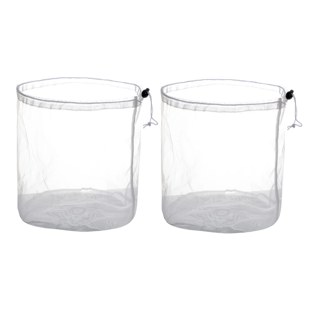 

2Pcs Reusable Mesh Bag Drawstring Gym Clothes Laundry Swimming Gear Lightweight Moisture Resistant Foldable Storage
