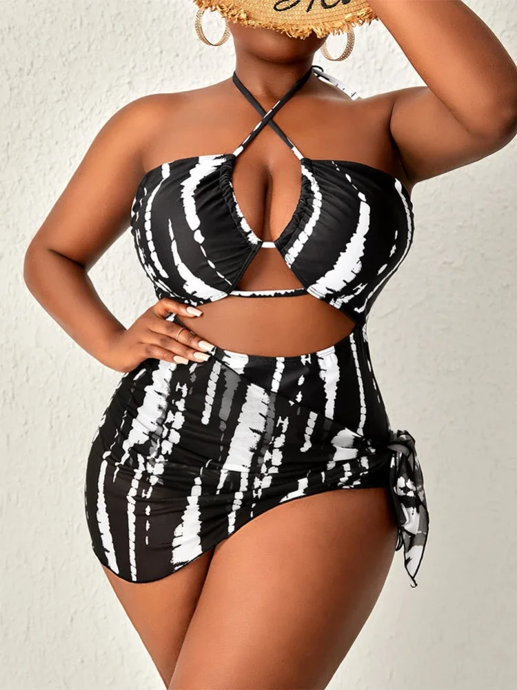 Luxury One Piece Swimsuit Women Tankini Print Plus Size Swimwear Big Large Chubby Bikini Beach Wear Bathing Suit 2025 Mujer 4XL