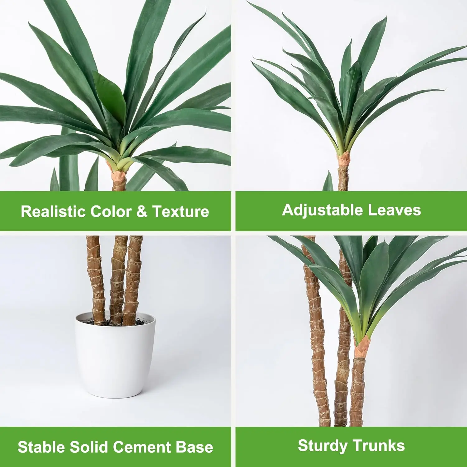 شجرة الصبار الصناعية بطول 4.7 قدم - نبات صناعي مع 3 رؤوس في وعاء بلاستيكي للديكور الداخلي/الخارجي وهدية الانتقال لمنزل جديد