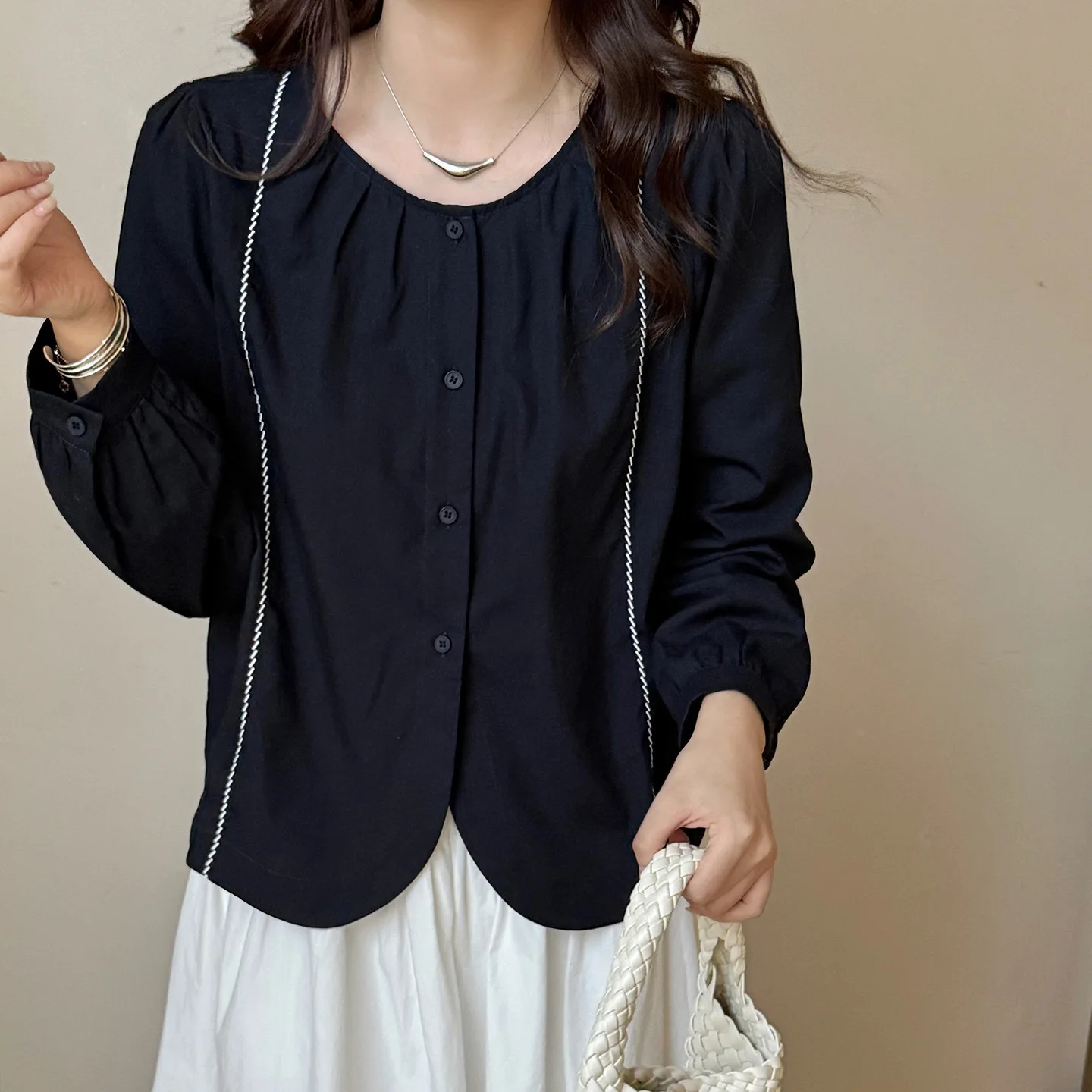 

Женская модная корейская хлопковая кофта с длинным рукавом и круглым вырезом из чистого хлопка, высокое качество, ранняя осень