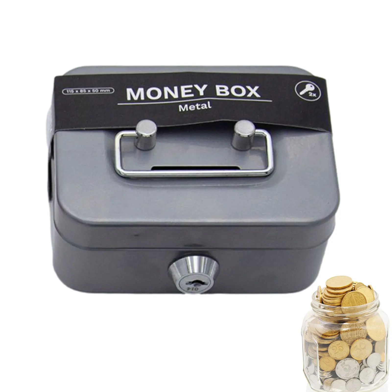 Lockable Piggy Bank Mini Safe Money Saving Box Coins Cash Metal Security Lock Coin Bank Portable Coin Box With Key For Kid Gifts