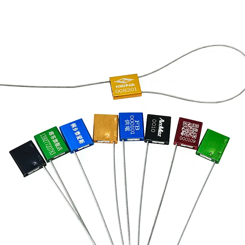 10pcs High Security 30CM Steel Wire Tags Metal Container Locking Labels Pull Tight Aluminum Shipping Cable Seals with Serial No.