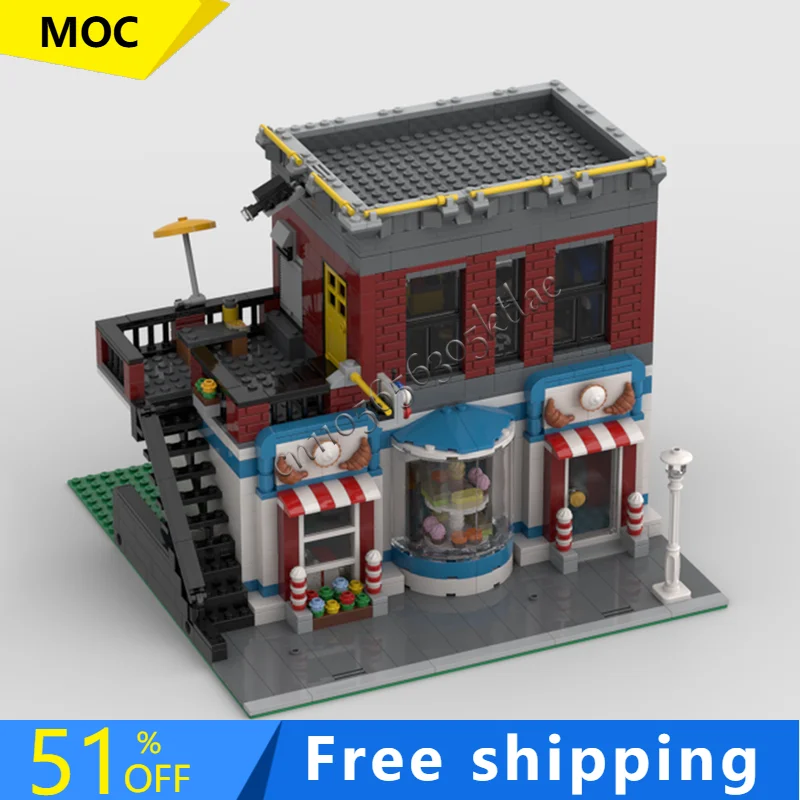 

1209PCS MOC Modern City Street View Sweet Arcade Building Model DIY Custom Puzzle Technology Creative Assembly Kids Toys Gifts