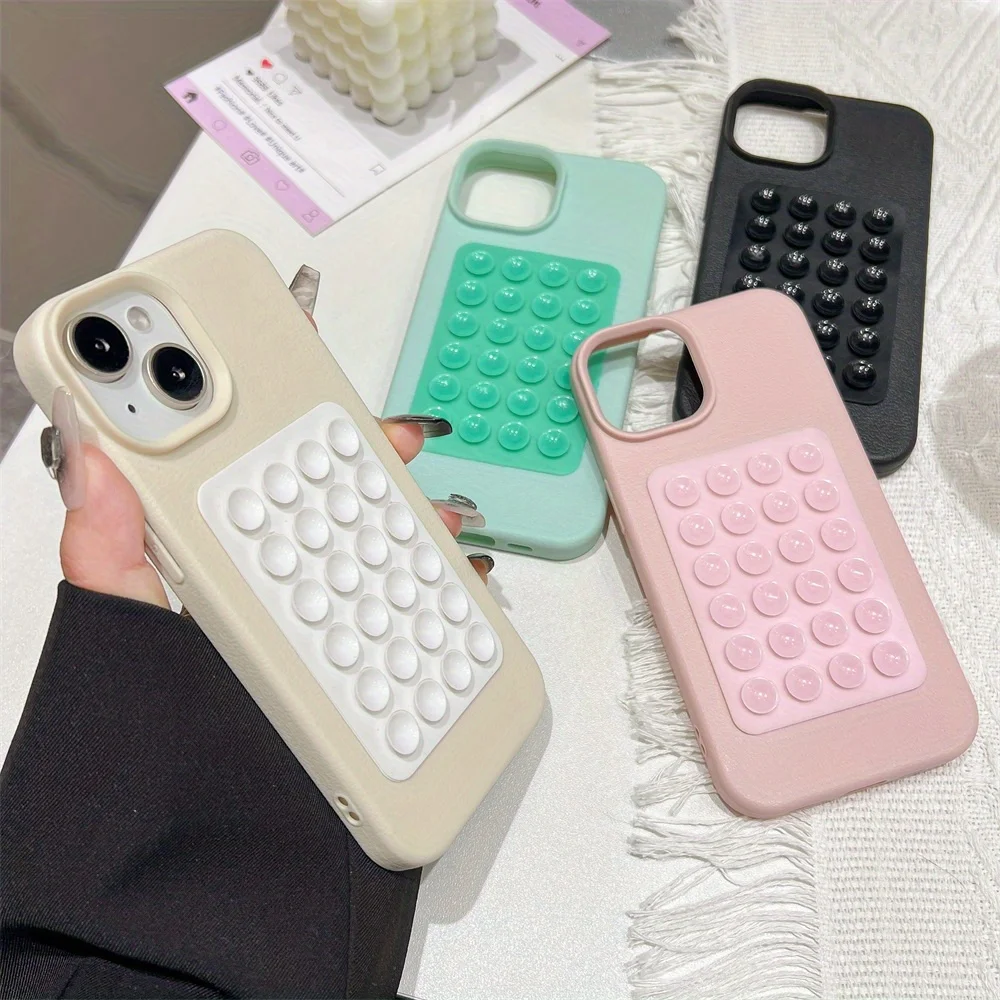3D-Saugnapf-Ständerhülle für iPhone 11 12 13 Pro Max Hüllen iPhone 17 15 16 14 Plus XS XR Stoßfeste Runde Saugnapf-Silikonhülle – Detail 5