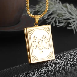 Islamic Muslim Photo Box Jewelry Arabic Allah Bible Necklace Men Women Religious Amulet Pendant Gift