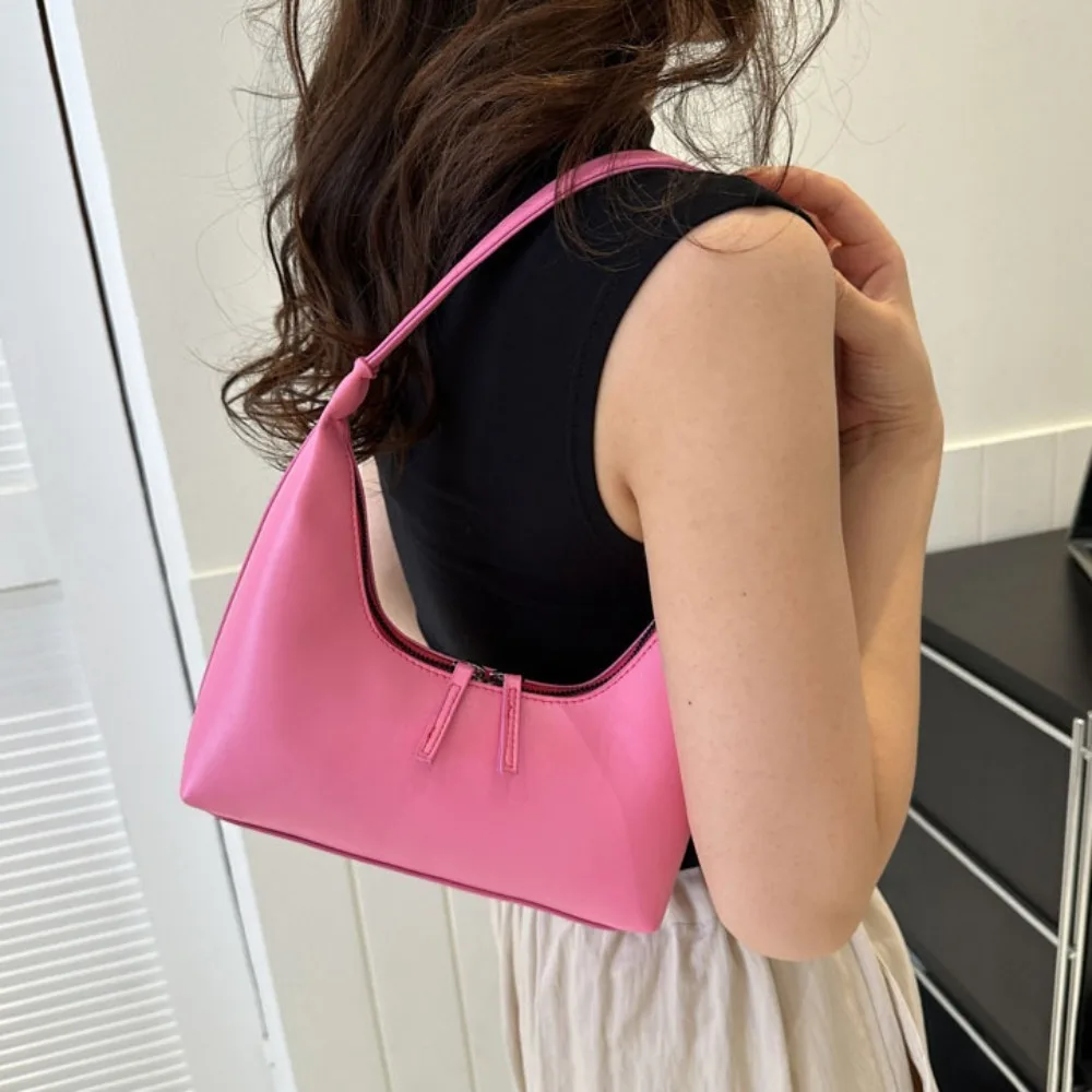 Trendy Solid Shoulder Bag Lady Daily Casual Commuting Bag Outing Sling Bag Handbag Party PU Leather Underarm Bag