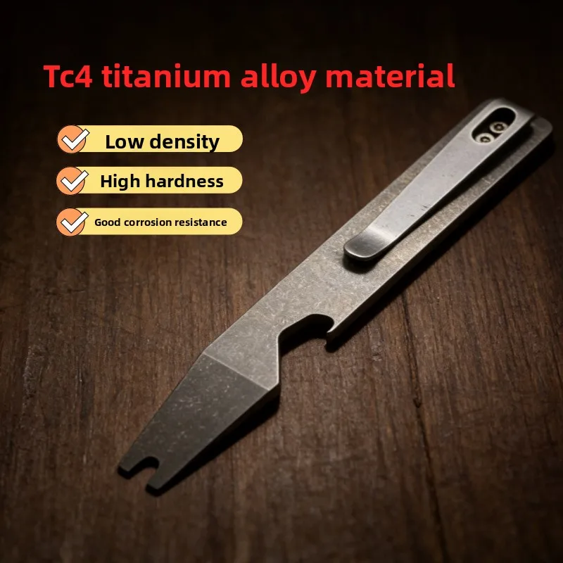 Titanium Pry Bar EDC Multi Tool Bottle Opener Screwdriver Keychain Wrench for Camping Hiking Survival Gear