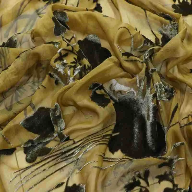 

Woven velvet brocade viscose printed mottled and burned fabric nightdress dress cheongsam