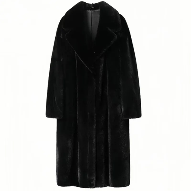 Winter Women High Quality Faux Fur Coat Luxury Long Fur Coat Loose Lapel OverCoat Thick Warm Plus Size Female Plush Coats - view 6