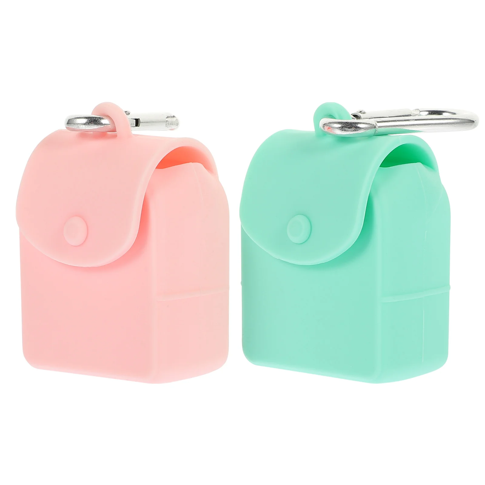 2 Pcs Storage Bag Silicone Travel Coin Holder Keychain Metal Pocket Portable Packet