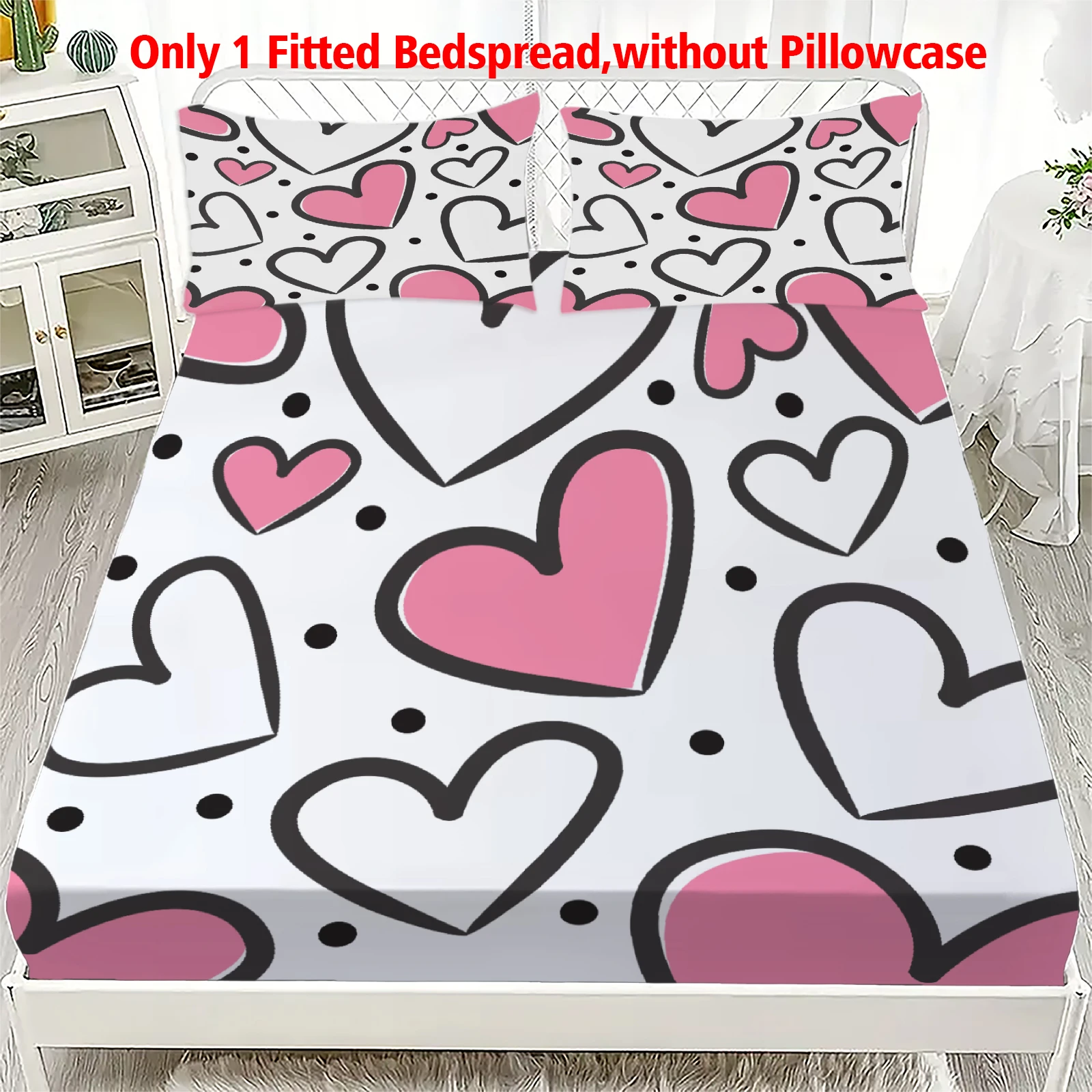 1 Love Heart digital printed frosted Fitted Sheet,bedroom printed bed cover,bedding(No pillowcase)
