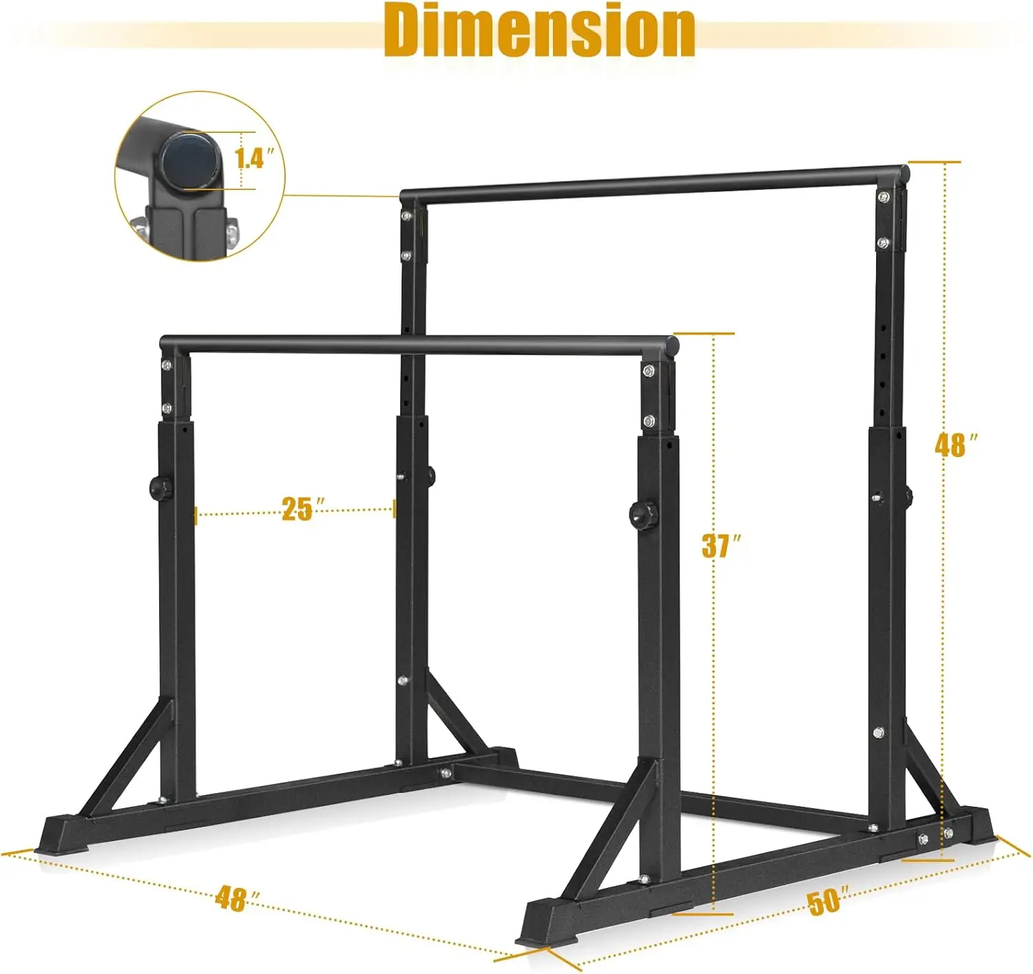 Dip Bar, Heavy Duty Dip Station with 7 Height Levels, 800lbs Adjustable Parallel Bars for Tricep Dips Pull-Ups L-Sits Calistheni