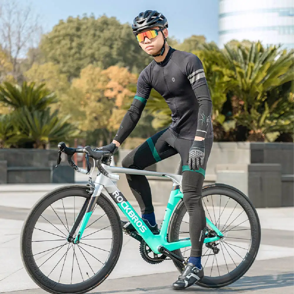 ROCKBROS Herbst Winter Radfahren Bein Hülse Männer Frauen Winddicht Fleece Arm Bein Wärmer Zyklus Sport Ärmeln Legging Fahrrad Ausrüstung – Detail 21