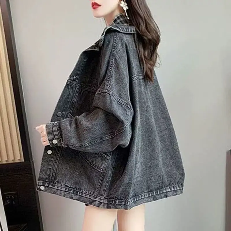 

Denim Coat Autumn For Woman Womens Summer Canvas Double-Faced Collared Baggy Camping Vintage Subcultural Knitted Jackets Vintage