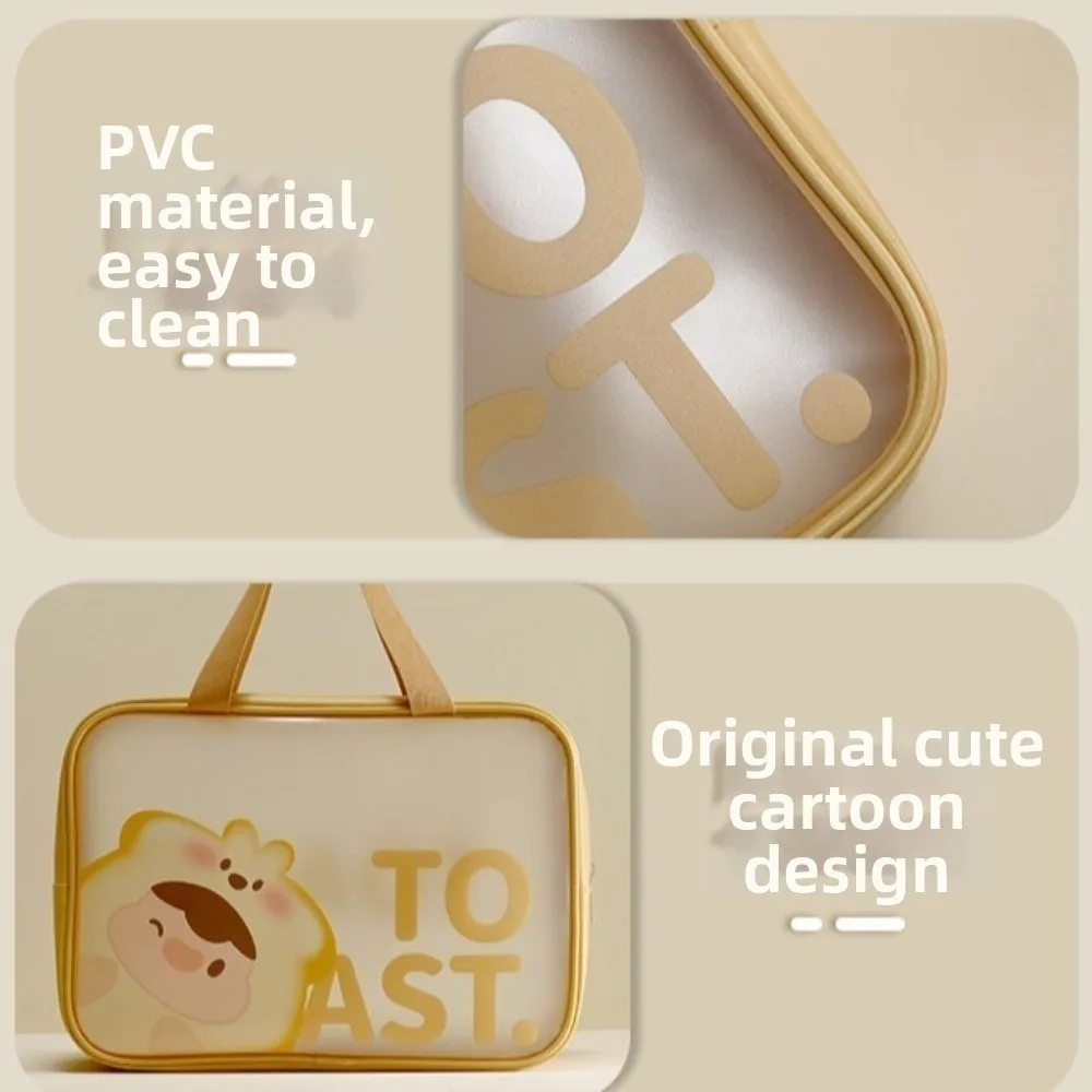 Portable Transparent Wash Bag Waterproof Cartoon Print Large Capacity Cosmetic Bag Multi-Functional Space Saving