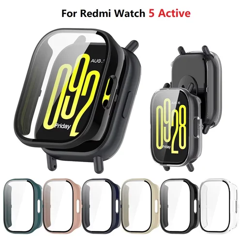Vidrio templado + funda para Xiaomi Redmi Watch 5 Protector de pantalla activo cubierta protectora de parachoques de PC Redmi Watch 4 accesorios de funda