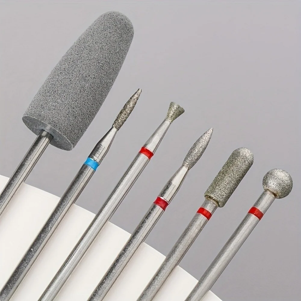6-teiliges Set Diamantsand-Nagelfeilen, Nagelhaut-Polierbit, Nagelschleifkopf, Elektrisches Maniküre-Set zum Entfernen von Acryl