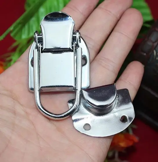 2pcs 34 * 65mm Cosmetic Case Lock Chrome Is Box Buckle Iron Buckle Wooden Case Buckle Self-Locking Buckle Hidden Box Buckle