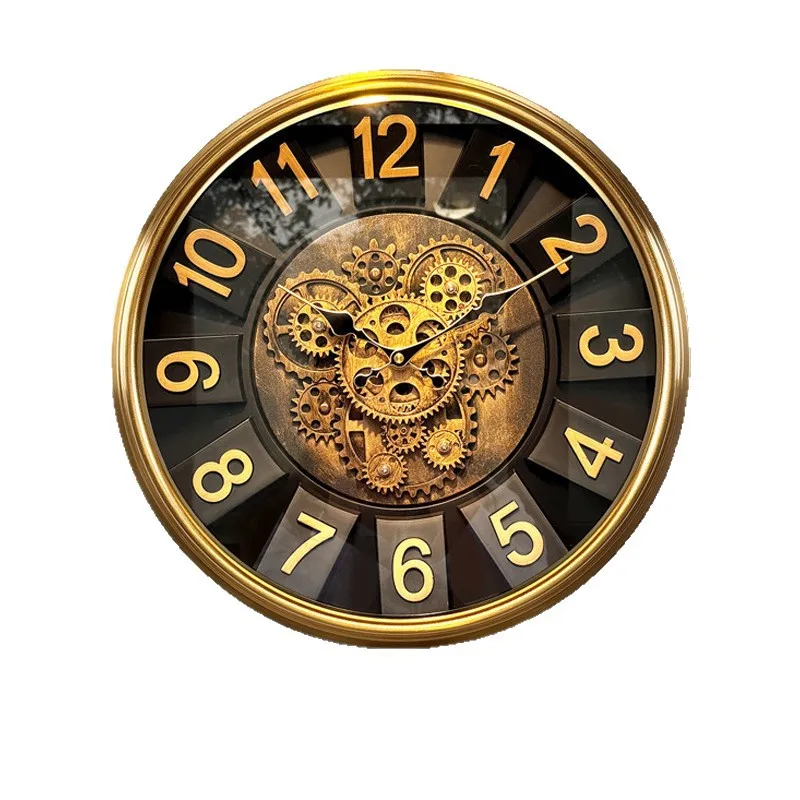 16 inches 40 cm cross-border retro mechanical gear wall clock handicraft clock wall wholesale retro light luxury time
