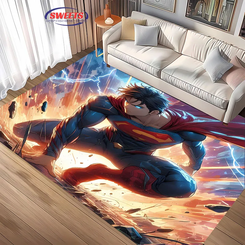 Unique Classic DC Superman Carpet,Living Room Bedroom Household Items,Children's Room Sofa Mat,Doormat Floor Anti-slip Rug, Gift