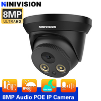 NINIVISION 4K Poe IP Camera With Audio Record 48V POE/DC12V 8MP Super HD Color Night Vision Dome Video Surveillance For 10CH Nvr
