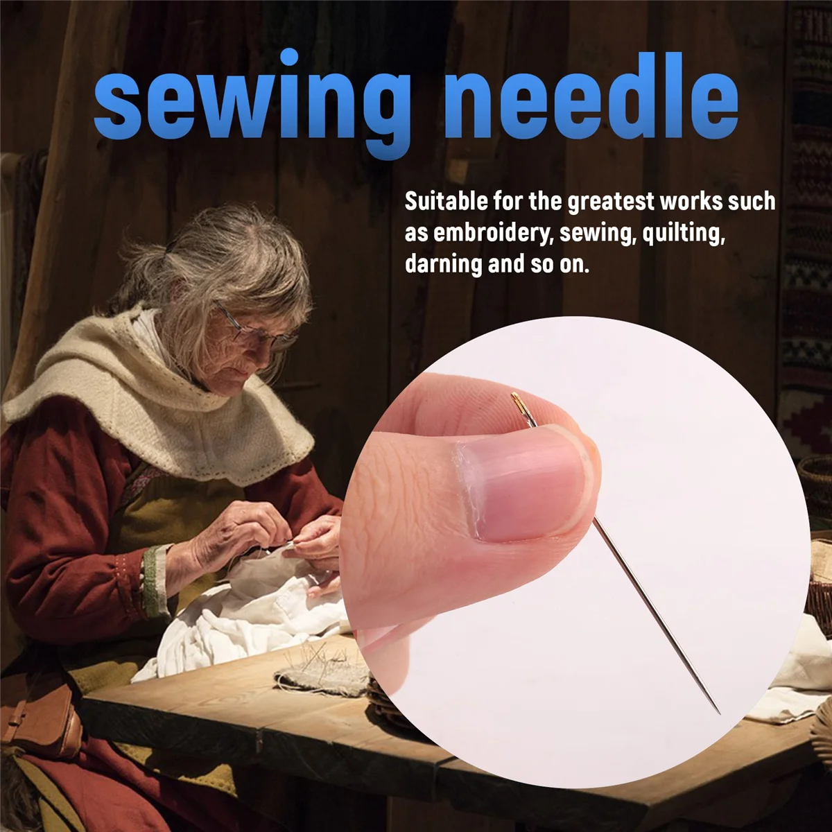AT77 Self-Threading Needles,Sewing Needles for Hand Sewing,for the Elderly,Easy Side Threading Stitching Pins A