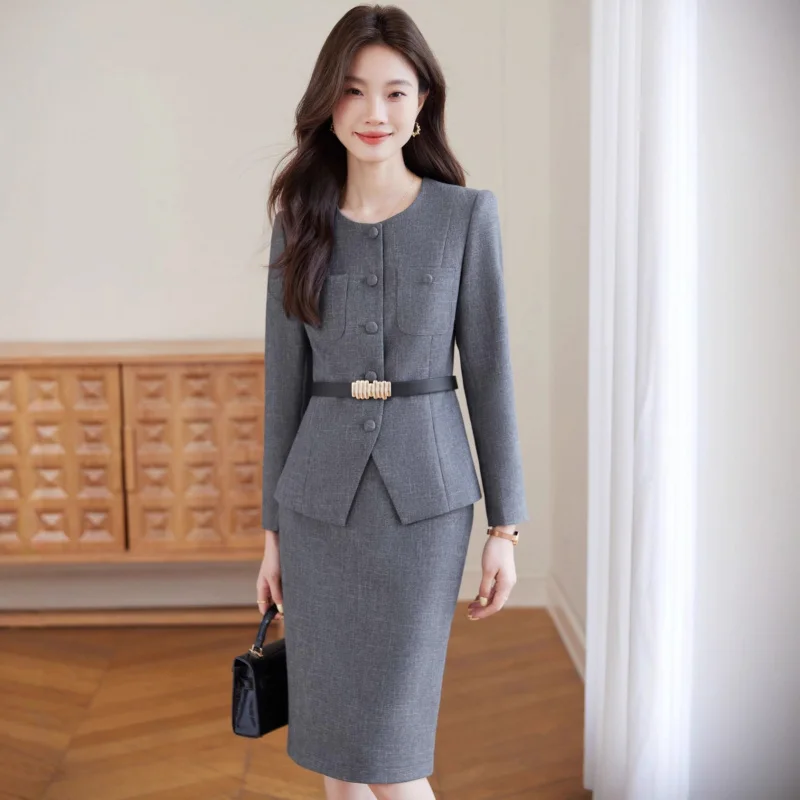 Ensemble de costume professionnel pour femmes, élégant, à la mode, vêtements de travail pour réception d'hôtel, uniforme de Salon de beauté, ensemble jupe décontractée pour femmes