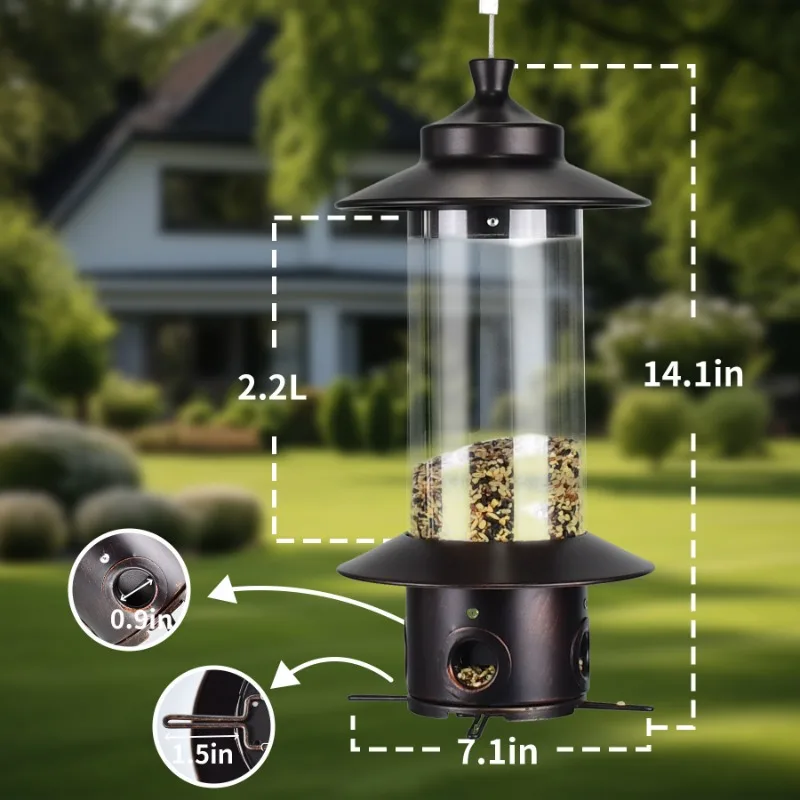 Hanging plastic transparent bird feeder, anti-squirrel bird feeder, hummingbird, wild bird feeding, water feeding supplies