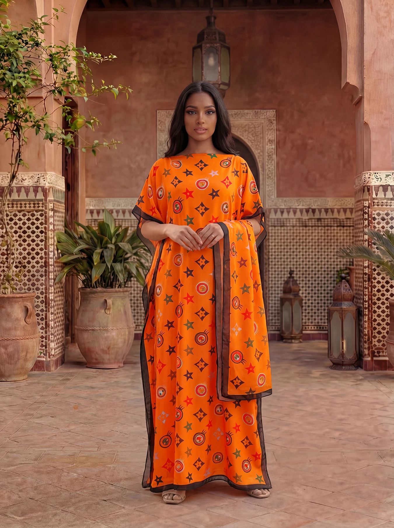 New Fashio Floral Pattern Satin Design long dress oversized Famous Brand Loose Summertime Sun protection Shawl For Lady/Women view 5