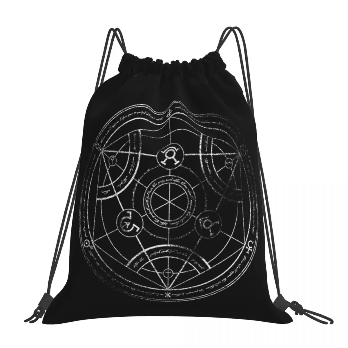 Human Transmutation Circle - Chalk Backpacks Drawstring Bags Drawstring Bundle Pocket Sports Bag Book Bags For Travel School