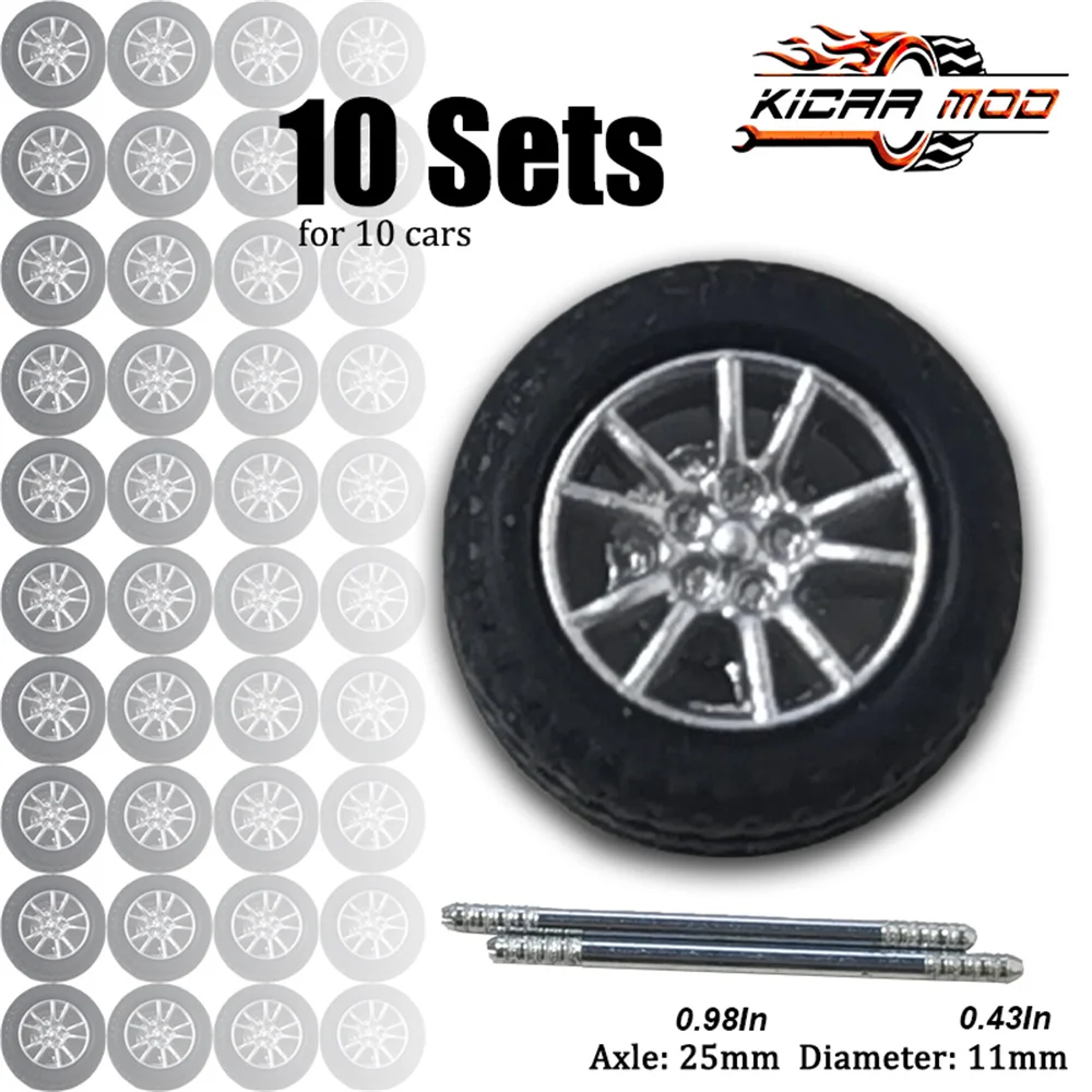 1/64 scale static model car modified wheels, sold by package, 10 sets per package, a set of four wheels and two axes