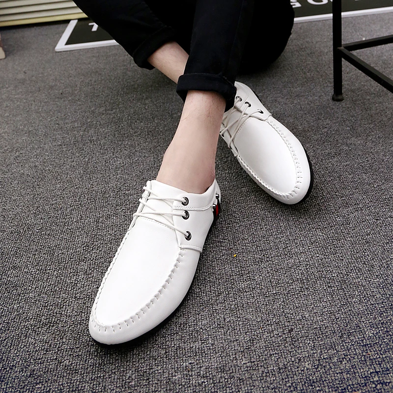 Men's leather shoes, casual loafers, mocasin shoes, high-quality and lightweight driving, Zapatillas Hombre men's shoes