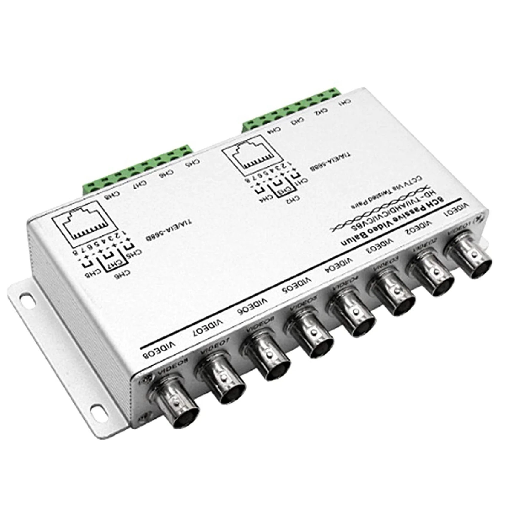 Transceptor Balun de vídeo pasivo 8-CH UTP 720P/1080P HD, BNC a Cat5/5E/6 RJ45(T568B) transmisor de vídeo convertidor de CableUTP