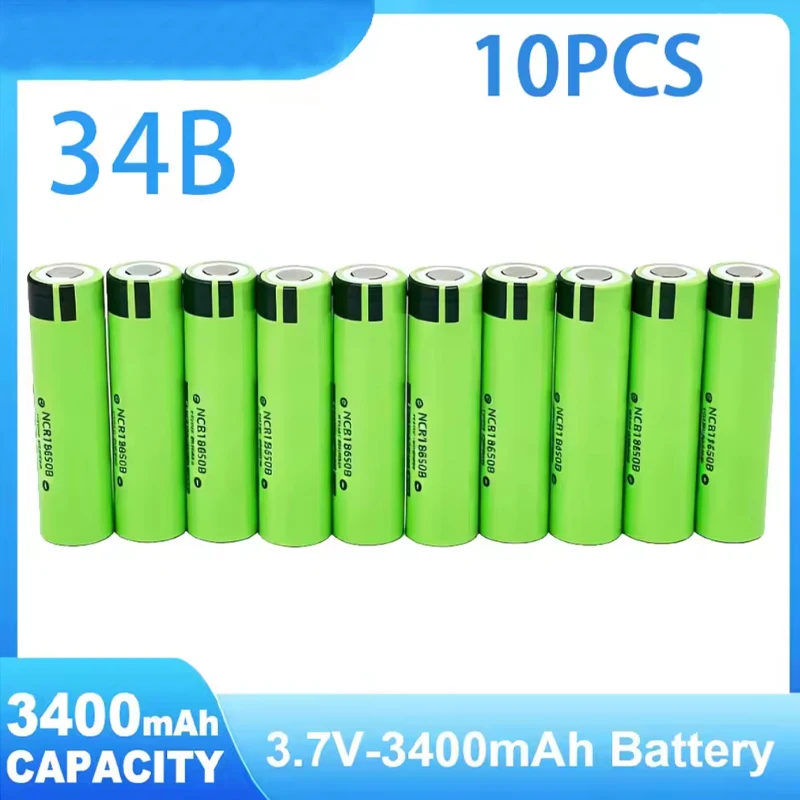 Wiederaufladbare 18650 NCR18650‑34B Lithium-Batterie, 3,7 V, 3400 mAh, Ersatz-Akku für Taschenlampe, Spielzeugauto, Kamera, Elektroschrauber