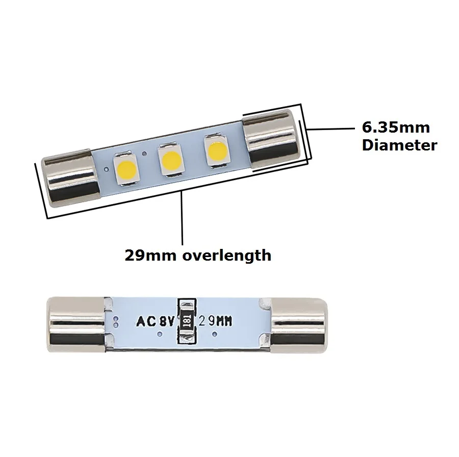 AC8V LED pokrętło lampy czołowej Tuner podświetlenie żarówka typu bezpiecznik dla Marantz,Sansui,Kenwood i wielu Vintage Hi-Fi Audio Stereo